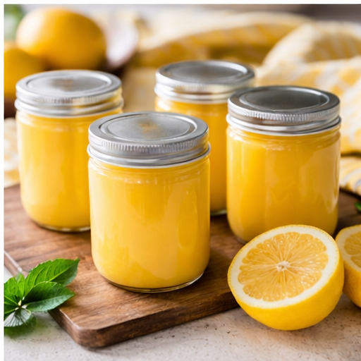 homemade lemon curd recipe in glass jars