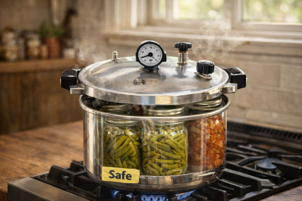 pressure canning process to avoid canning mistakes that can make you sick